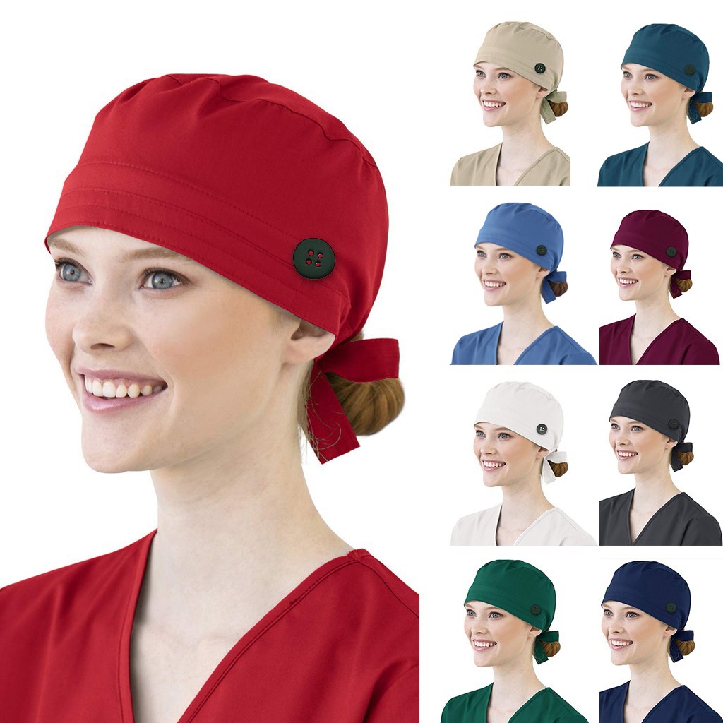 Medical Lab Tech - Einfarbige Scrubs-Kappen mit Knopf, Hundesalon, Agentur,